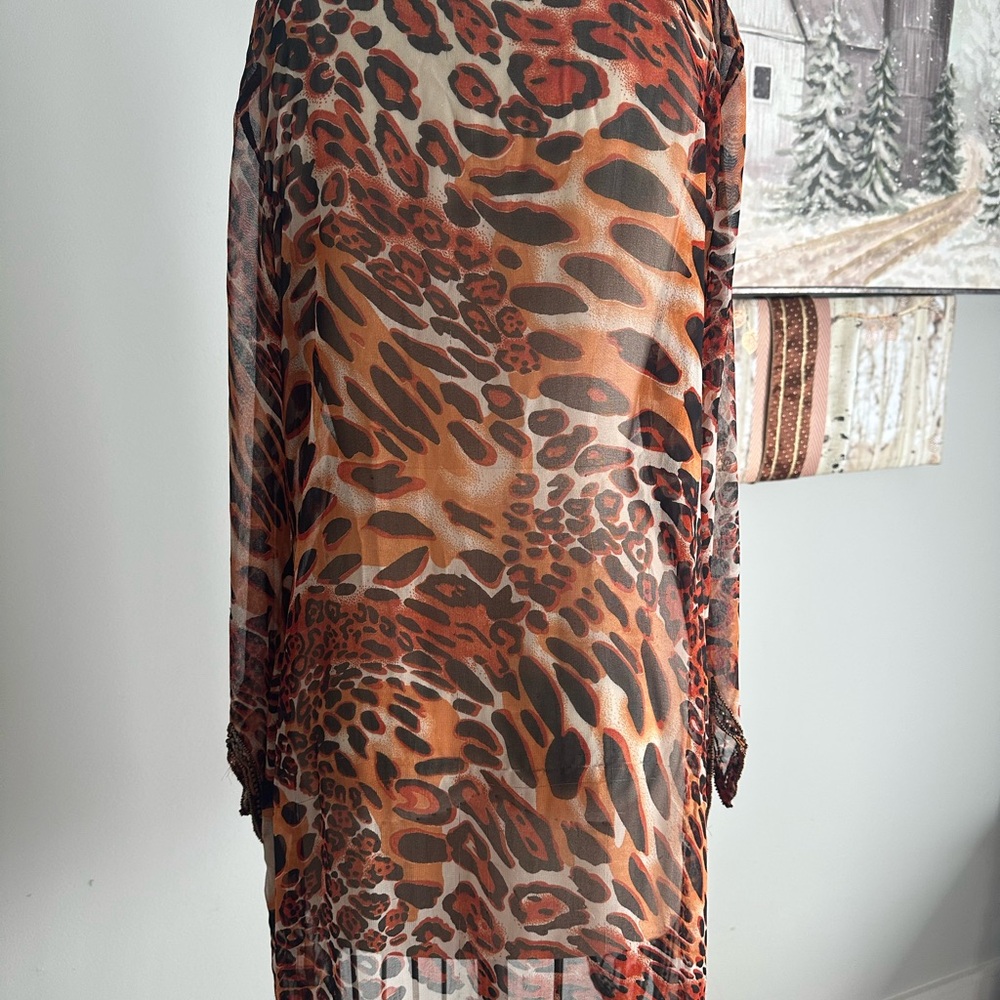 Kaftan-Tunic - Animal Print With Sequence In Gold - image 5